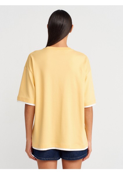 31894 Çift Görünümlü Oversize T-Shirt-Sarı fiyatları