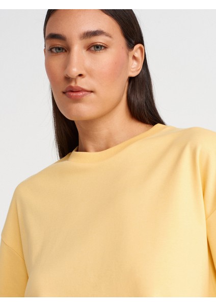 31894 Çift Görünümlü Oversize T-Shirt-Sarı modelleri