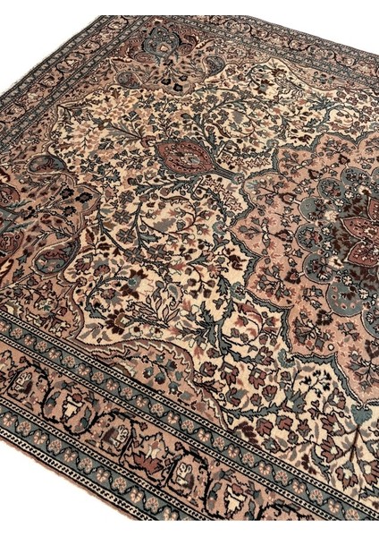 El Dokuma Eskitme Bünyan Halısı 198X298 Vintage Krem Yün Halı