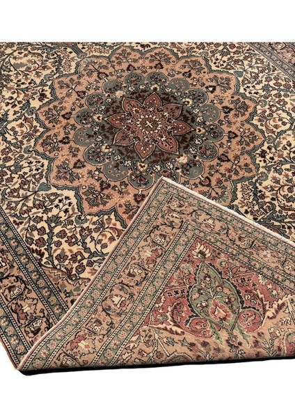 El Dokuma Eskitme Bünyan Halısı 198X298 Vintage Krem Yün Halı