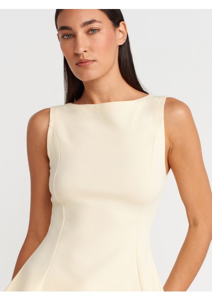 21001 Kayık Yaka Peplum Top-Açık Sarı modelleri