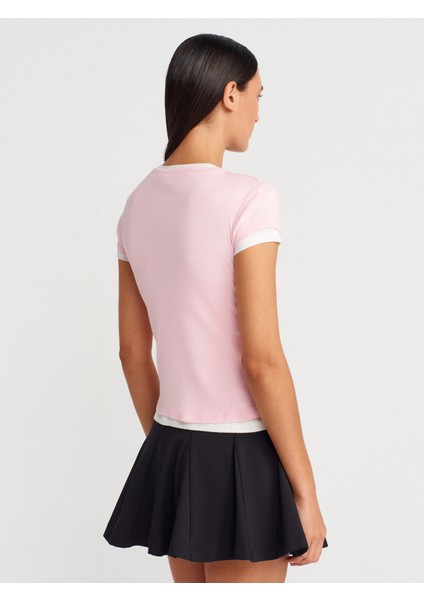 31783 Çift Katlı Düğmeli T-Shirt-Toz Pembe fiyatları