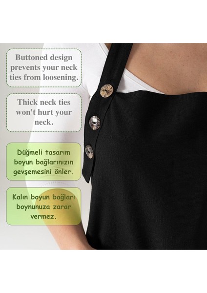 Su geçirmez, şık ve kullanışlı mutfak önlüğü, geniş cepli, 70x80 cm, siyah