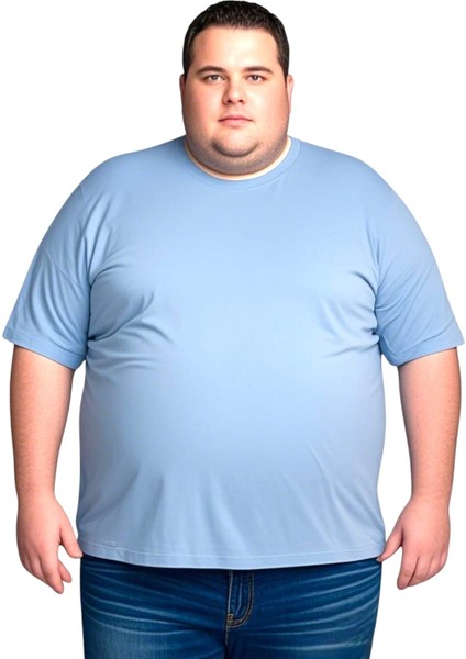 Erkek Büyük Beden Geniş Kesim Bisiklet Yaka Kısa Kollu T-Shirt 9xl