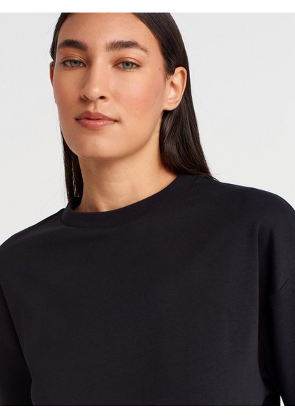 31894 Çift Görünümlü Oversize T-Shirt-Siyah modelleri