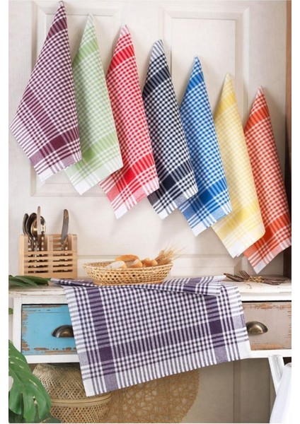 Renkli 8'li Pamuklu Kurulama Bezi ve Beslenme Örtüsü Seti, 45x65 cm