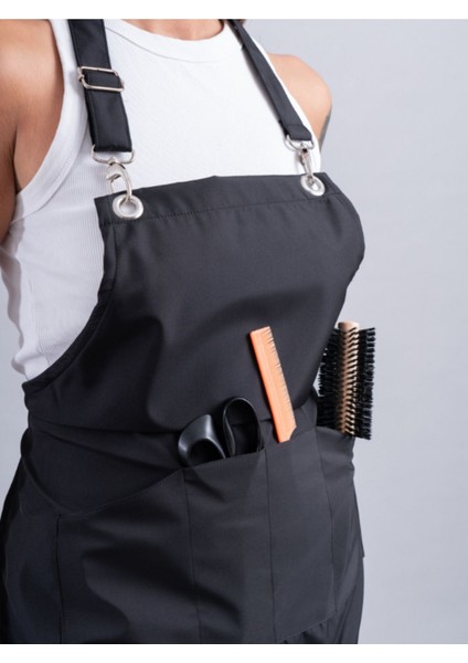 Su Geçirmez Paslanmaz Ayarlanabilir Kuaför Önlüğü, Boya ve Leke Koruma, Siyah