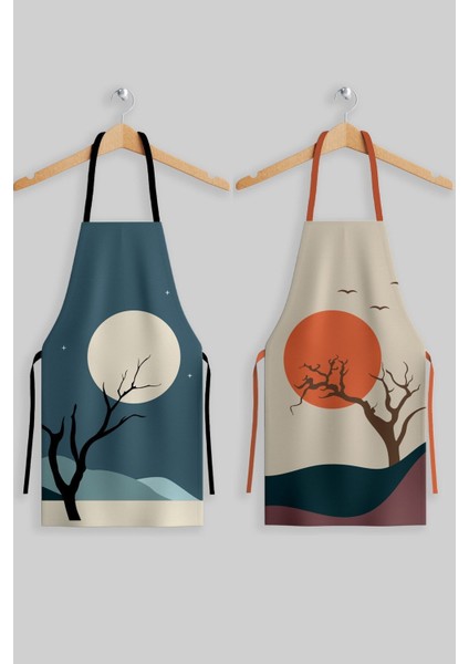 Canlı Manzara Desenli Kumaş Mutfak Önlüğü Seti 2'li 60x70 Çok Renkli fiyatları