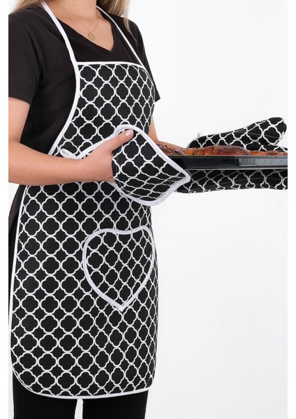 Su Geçirmez, 3'lü Mutfak Seti, Isıya Dayanıklı, Eldiven ve Tutacak Takımı, Siyah fiyatları