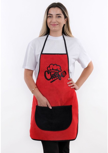 Kırmızı Mikrofiber Mutfak Önlüğü, Cepli, Su ve Sıvı Geçirmez, Şık ve Kullanışlı 50x70 fiyatları