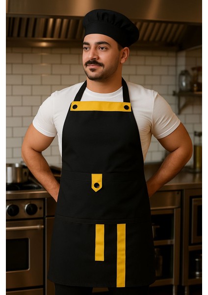 Boydan Askılı Cepli Servis Önlüğü