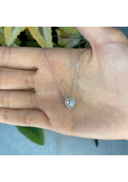 925 Ayar Gümüş Kalp Tektaş Kolye fiyatları