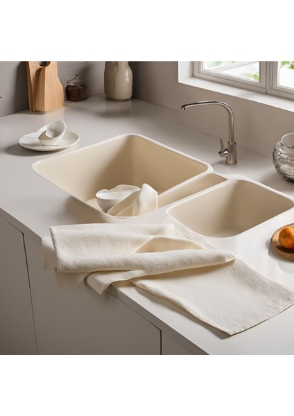 Ekru pamuklu müslin mutfak havlusu 30x50, yumuşak ve hafif kurulama bezi fiyatları