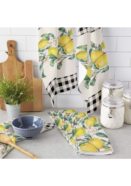 Limon Desenli Mikrofiber Mutfak Havlusu ve Yüz Bezi, 40x60, Su Emici, Pratik Kullanım