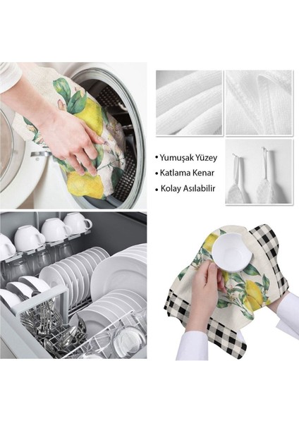 Limon Desenli Mikrofiber Mutfak Havlusu ve Yüz Bezi, 40x60, Su Emici, Pratik Kullanım fırsatları