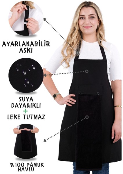 Renkli askılı mutfak önlüğü seti, şık ve kullanışlı, 50x70 cm, pamuk polyester