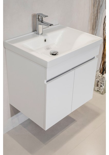 Star Banyo Dolabı Seti ( 60 cm Parlak Beyaz Aynalı Lavabolu Mdf ) fırsatları