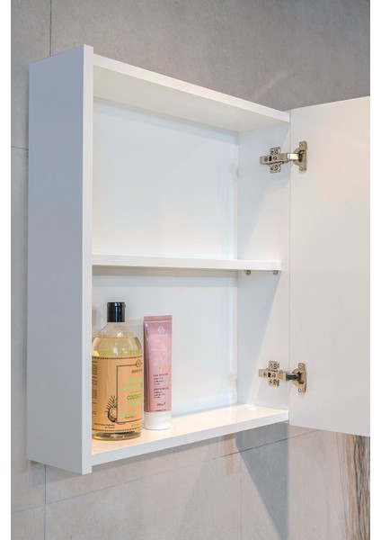 Star Banyo Dolabı Seti ( 60 cm Parlak Beyaz Aynalı Lavabolu Mdf )