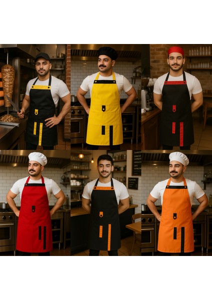 Boydan Askılı Cepli Servis Önlüğü 5 Adet