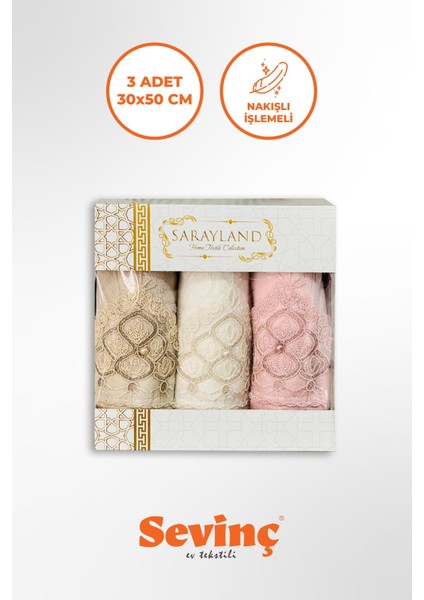 3'lü Kadife Güpürlü Mutfak Havlusu Seti, 30x50 cm, Pamuk, Şık ve kullanışlı ürün