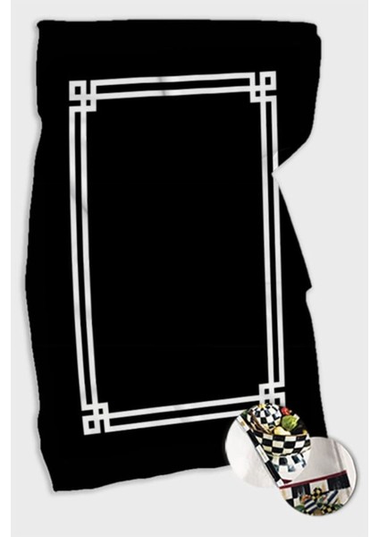 Siyah Çerçeveli Fırın ve Mutfak Havlusu 30x50cm, şık ve kullanışlı, pamuk polyester set fiyatları
