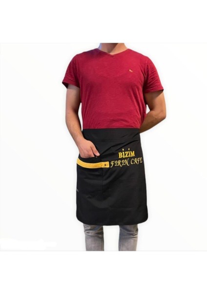 Yarım Belden Bağlamalı Siyah Mikropolyester Önlük, Kuaför, Kafe, Restoran Kullanımı