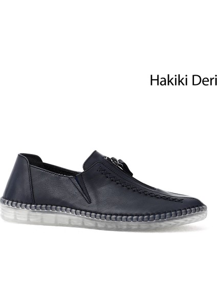 Kadın Lacivert Hakiki Deri Comfort Ayakkabı