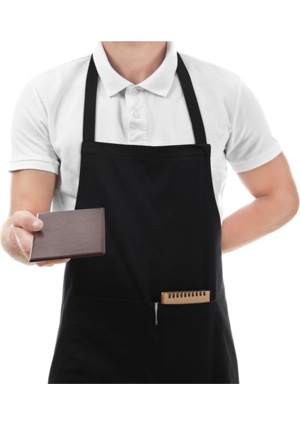 Geniş Ebat Siyah Erkek Aşçı ve Barista Önlüğü, şef tasarımı, polyester, 80x65 fiyatları