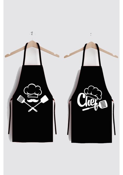 Siyah İkili Leke Tutmaz Mutfak Önlüğü 55x70 Polyester, Şık ve Kullanışlı Tasarım