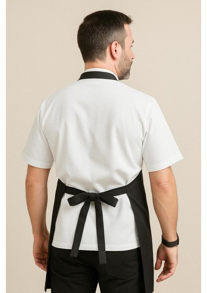 Siyah gabardin mutfak önlüğü, cepli, unisex, dayanıklı pamuk, geniş boyut fiyatları