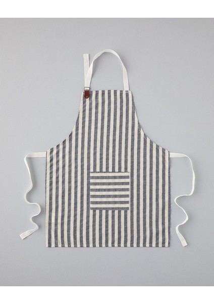 Lacivert mutfak önlüğü, keten ve pamuklu, 70x55 cm şık tasarım