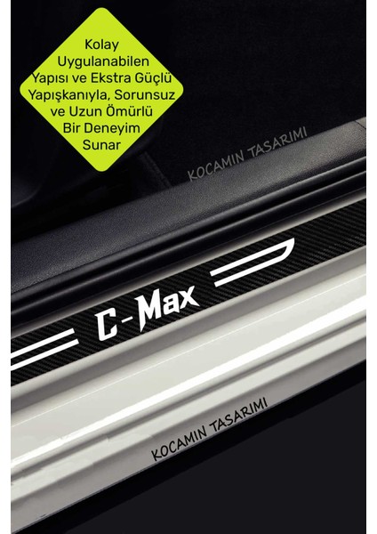C-Max Yazılı Karbon Kapı Eşiği Ford C-Max Için Siyah Dekoratif 2 Ön 2 Arka Kapı Koruyucu Set Ford C-Max fırsatları