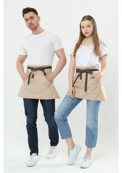 Renkli ve şık mutfak önlüğü, 40x60 cm, kumaş, bej renk, bay ve bayan kullanıma uygun modelleri