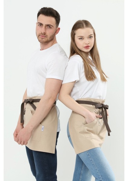 Renkli ve şık mutfak önlüğü, 40x60 cm, kumaş, bej renk, bay ve bayan kullanıma uygun fırsatları