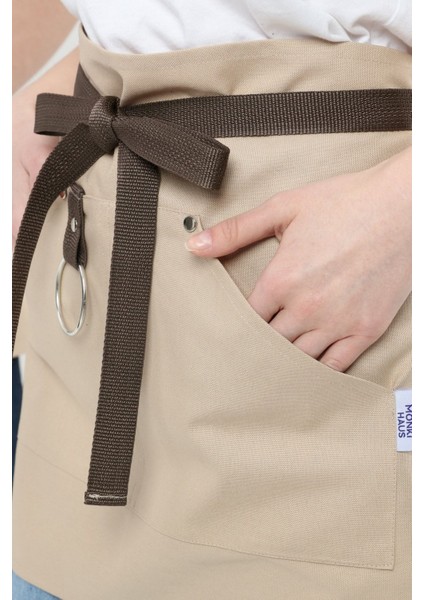 Renkli ve şık mutfak önlüğü, 40x60 cm, kumaş, bej renk, bay ve bayan kullanıma uygun