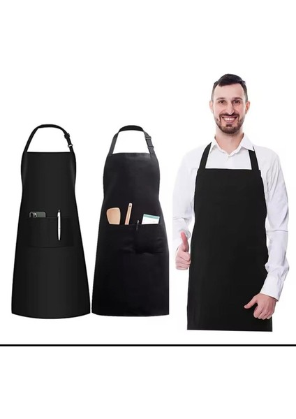 Ayarlı Boyun Şef ve Barista Mutfak Önlüğü, Siyah, Rahat ve Şık Tasarım, 55x74 cm modelleri