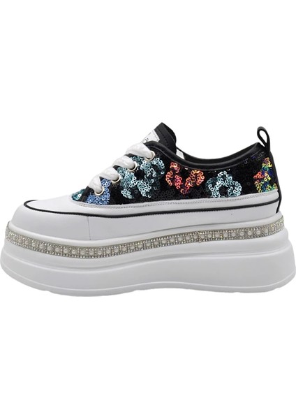Siyah Yüksek Tabanlı Kadın Sneaker 423-6 Z