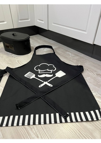 Şık ve dayanıklı siyah mutfak önlüğü, 27x7x22 cm, pamuk polyester malzeme fiyatları