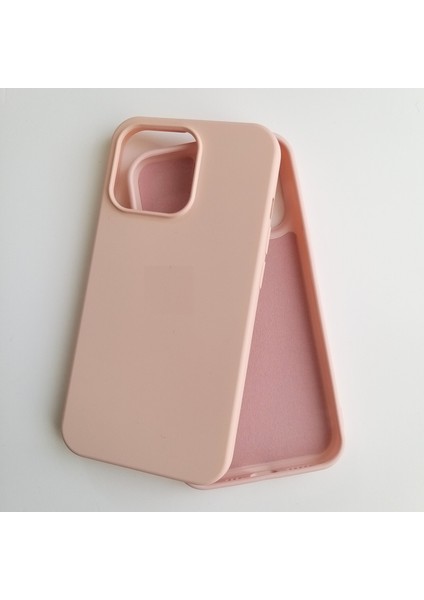 Apple iPhone 13 Pro 6.1 Uyumlu Lansman Içi Kadife Silikon Kılıf Pudra