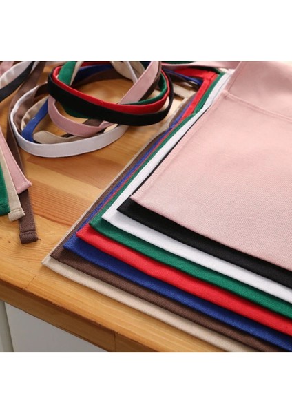 Suya dayanıklı, geniş cepli, kahverengi mutfak önlüğü, pamuk polyester, 60x30 cm