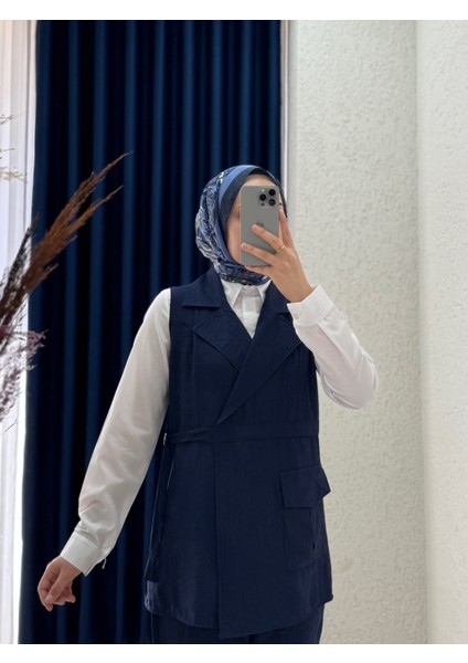Velisa Yelekli Gömlekli Çilek TAKIM-MF668 Lacivert