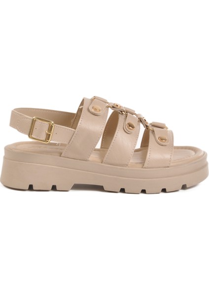 Bej Kalın Taban Kadın Sandalet T-007 Z