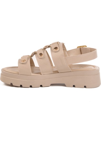 Bej Kalın Taban Kadın Sandalet T-007 Z fiyatları