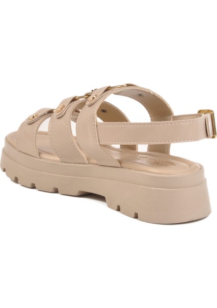 Bej Kalın Taban Kadın Sandalet T-007 Z fırsatları