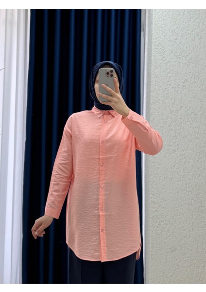 Sorique Önü Kısa Arkası Uzun Düz Çilek GÖMLEK-Zİ2137 Pembe