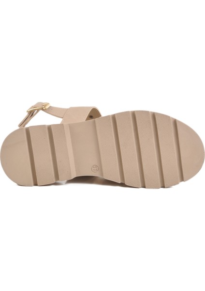 Bej Kalın Taban Kadın Sandalet T-007 Z indirimleri