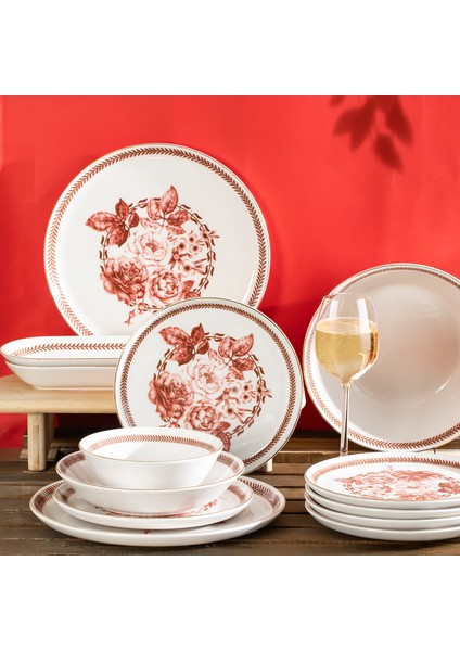 Danish Altın Yaldızlı Stoneware Yemek Takımı 27 Parça 6 Kişilik Yemek Seti