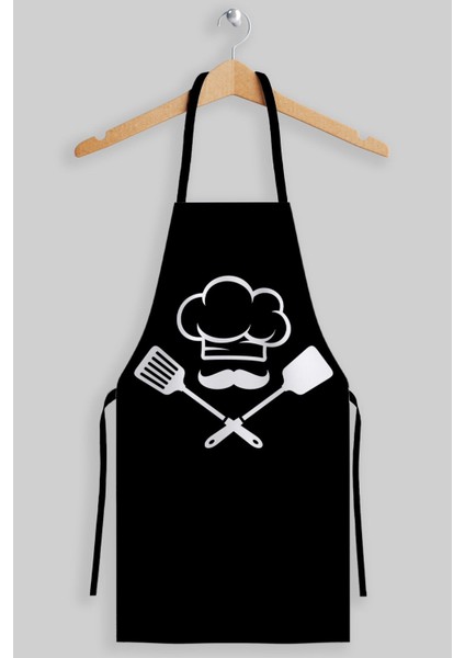 Büyük Ebat Siyah Erkek Aşçı Önlüğü, Rahat ve Şık Tasarım, 65x85 cm