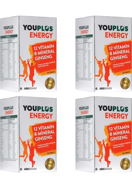 Energy Vitamin ve Mineral Kompleksi 30 Tablet- 4 Adet