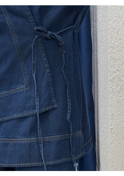 Lozan Bez Ayağı Yandan Bağlamalı Pantolonlu Kot TAKIM-ML3041 Kot Rengi